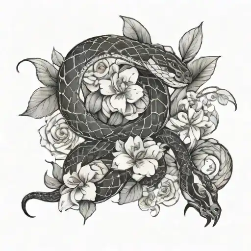 Snake And Flowers