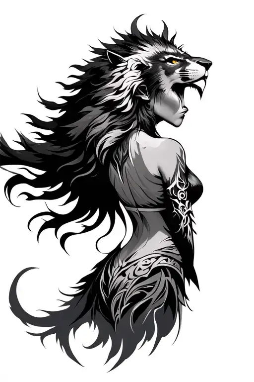 Female Warrior Spiritual Symbols Back Tattoo Women Strong Phoenix Incorporated Lions Head