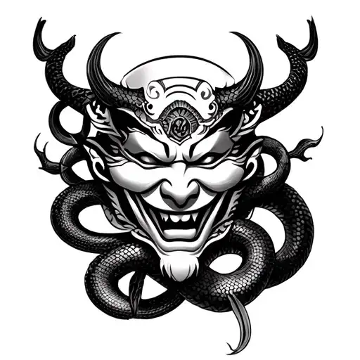 Hannya Mask With Snake