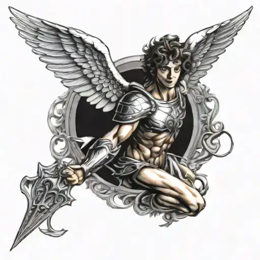 Male Tattoo On Arm Archangel Michael On Inner Side Of Arm