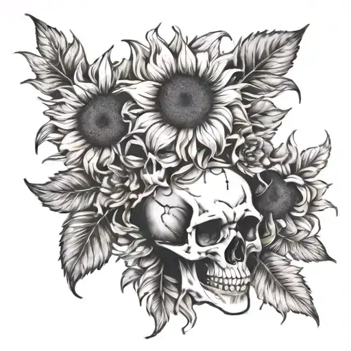Skull And Sunflowers