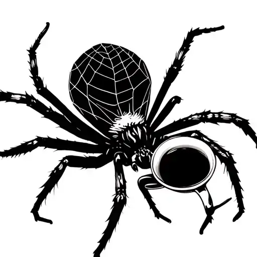 Spider With Web Having Coffee