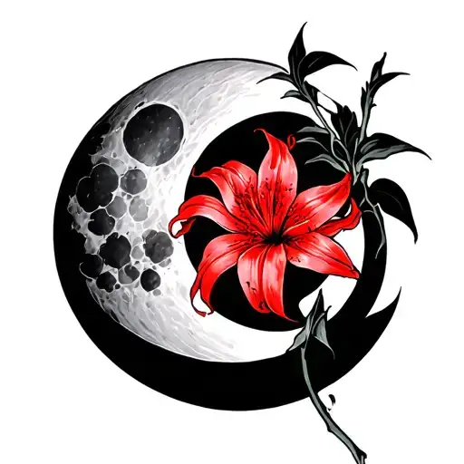 Red Spider Lily And Moon