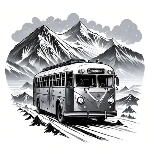 Mountain And Mechanical With Bus
