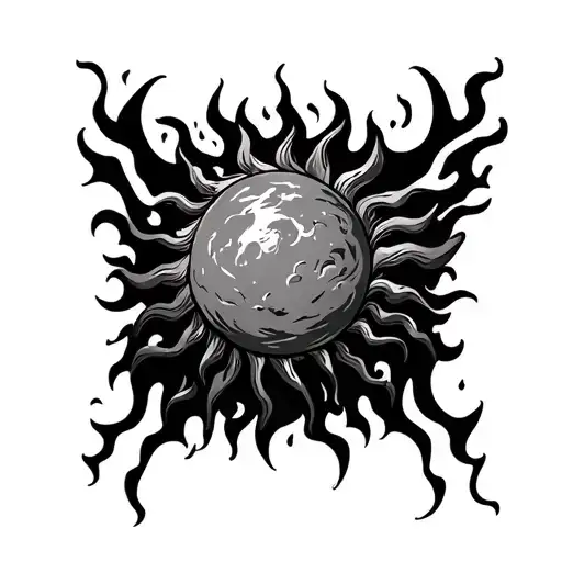 Fiery Sun With More Flames Inside Illustrative