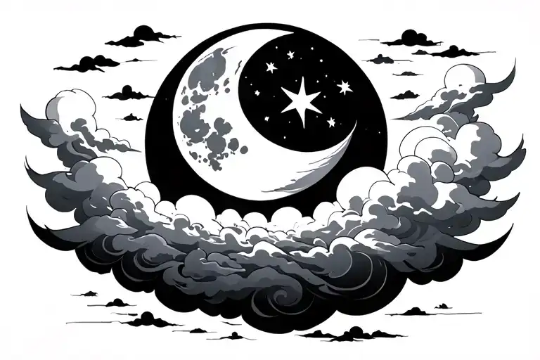 Clouds With Moon Surrounded