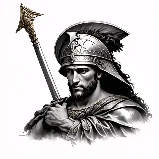 Roman Solider Realism Tattoo Design