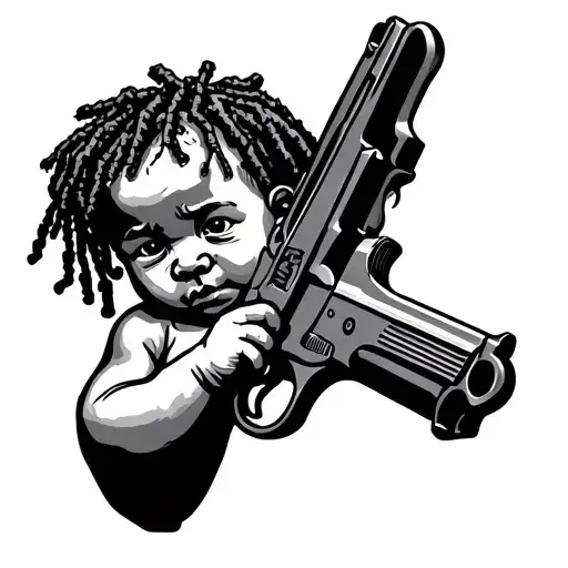 Dread Head Baby With Gun Surrounded