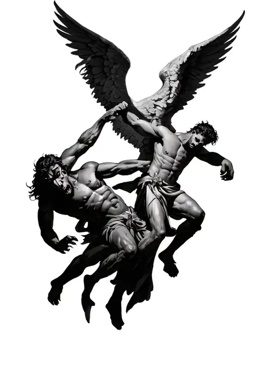 Male Angel Fighting Demons