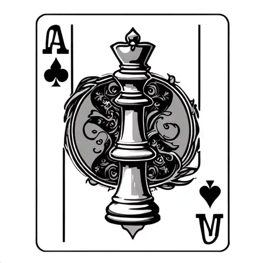 A Chess Piece And A Playing Card