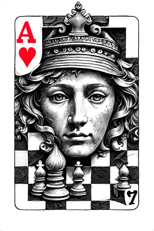A Chess Piece And A Playing Face Card