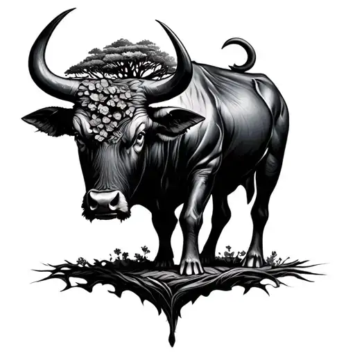 Bull With A Tree Of Life