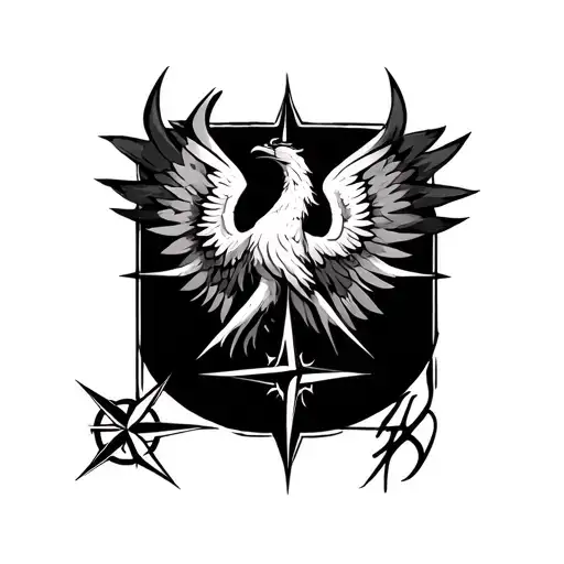 Phoenix With A Compass Rose