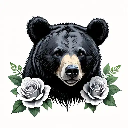 Black Bear With Roses