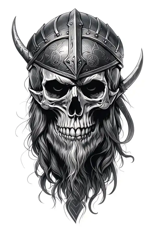 Viking Warrior With Skull Wearing
