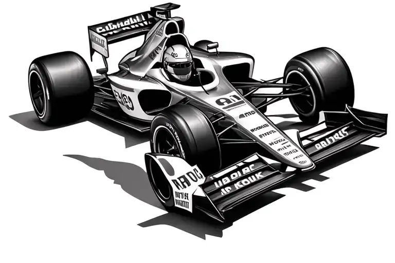 Minimalist Fine Line Formula One Race Car Side View Elegant