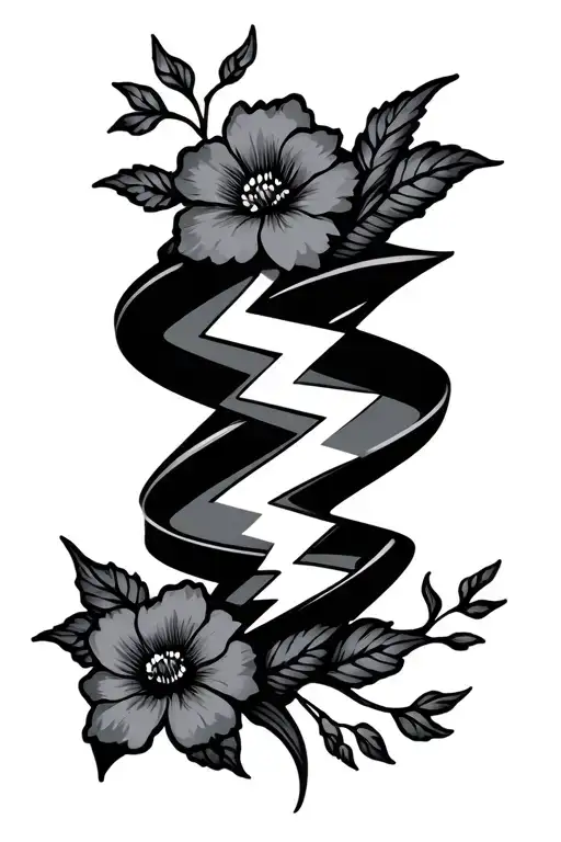 Lightning Bolt With Flower Vine Wrapped