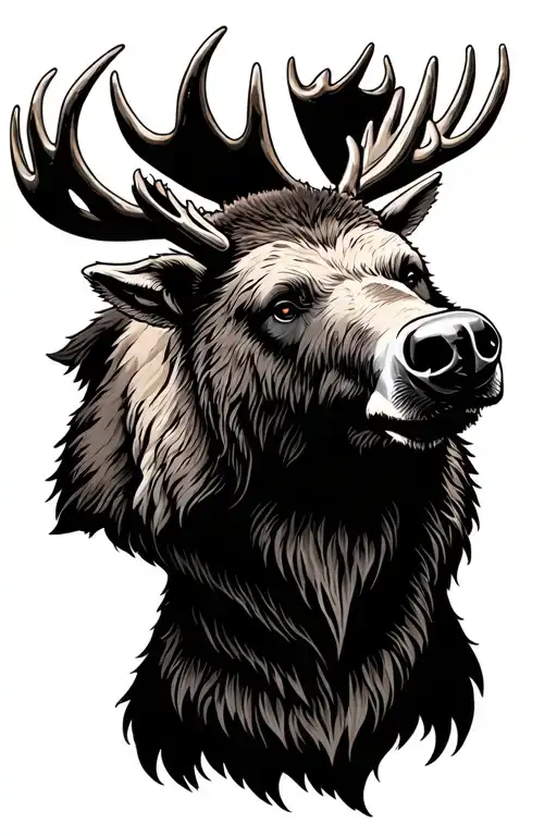 Bear Head And Moose Head