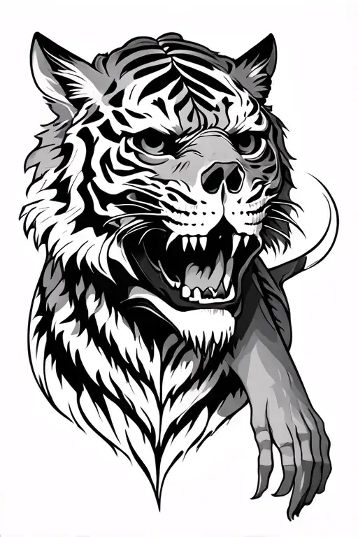 Tiguer And Skull Arm And Shouler