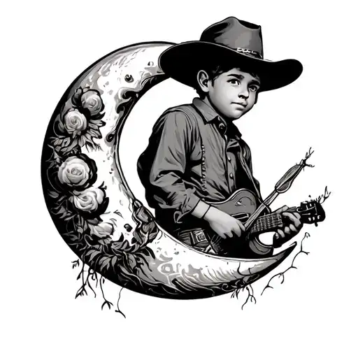 Boy In The Crescent Moon As A Cowboy