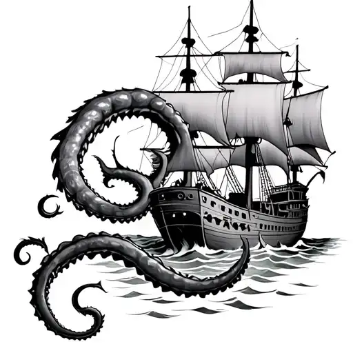 Kraken Attacking Pirate Ship