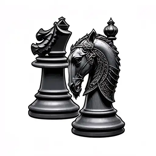Rook Chess Piece With Knight Chess Piece Shadow