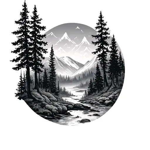 Forehand Tatoo Of A Forest Landscape