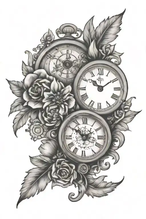 Clock Tattoo With Name Rowan