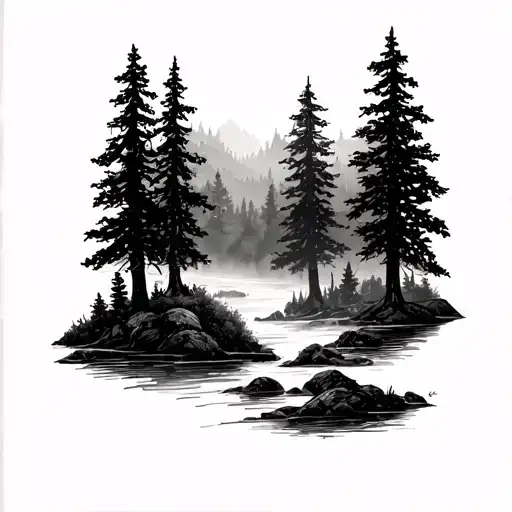 Forearm Tatoo Of A Forest Landscape