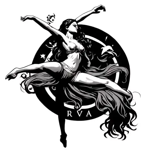 Nirvana Symbol And Pole Dancer Gracefully Twirling