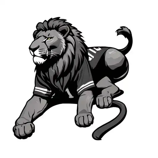 Relaxed Lying Lion Wearing Nfl Shirt