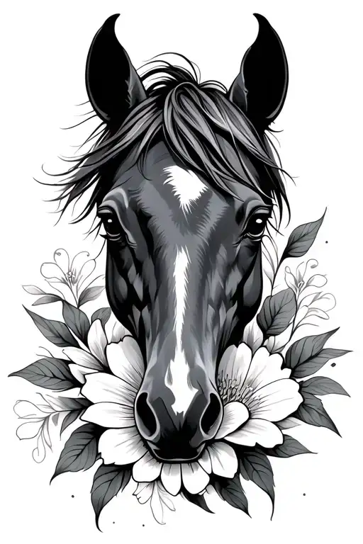 Horse Face And Flower