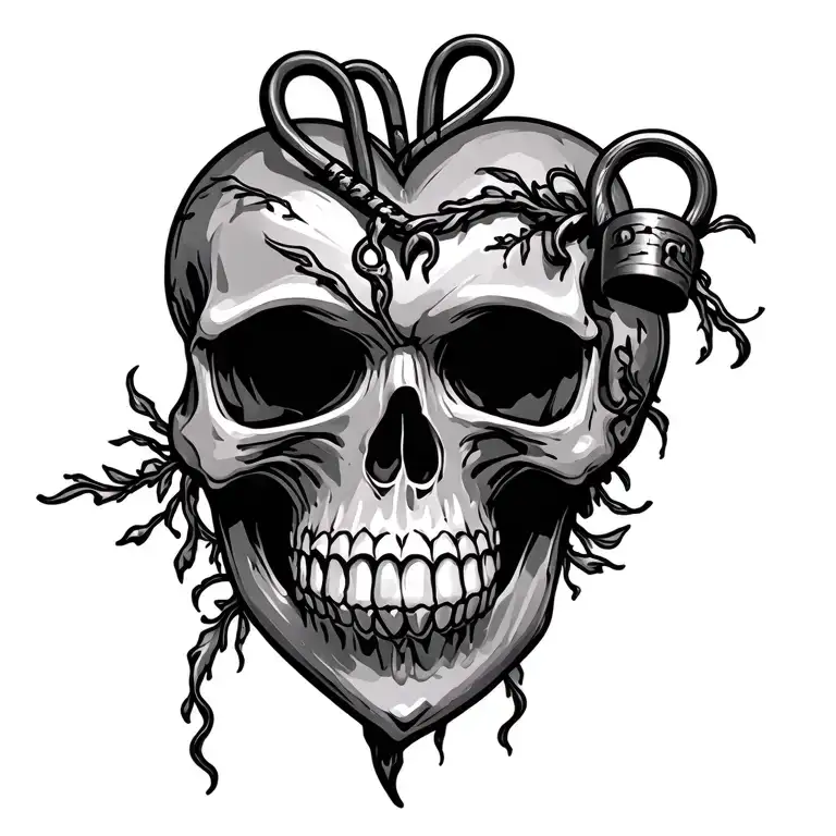 Skull And Locked Heart