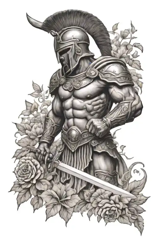 Spartan Warrior In A Garden Scene