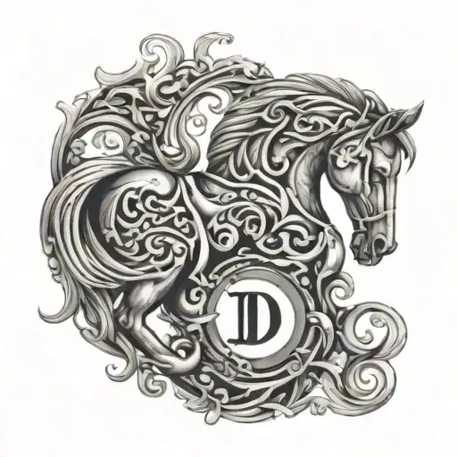 Intricate Design Of A Chess Horse Intertwined With The Letter D