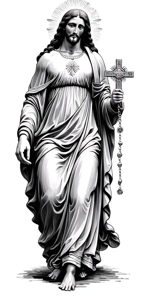Jesus Walking Mary Rosary Wrapped