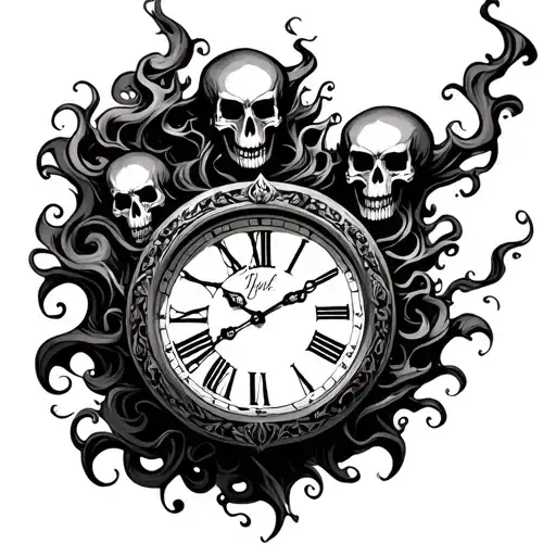 Clock With Evil Smoke And Skulls Prisin Arr