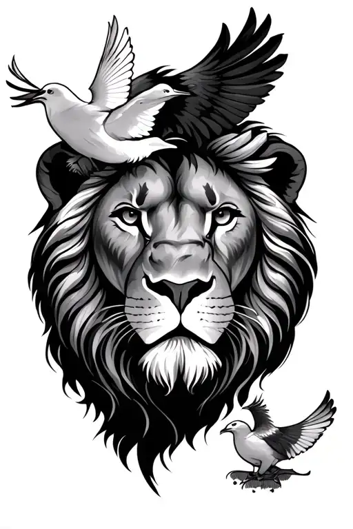 Lion And Dove At The Bottom Half