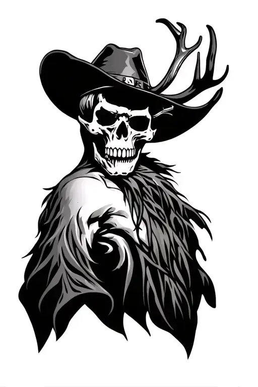 Wendigo Skull Wearing A Cowboy Hat