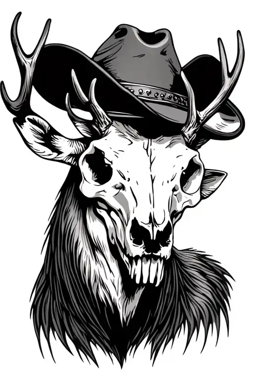 Deer Skull Wearing A Cowboy Hat