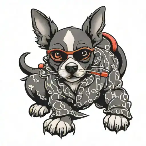 Cartoon Dog Wearing Cat Pajamas