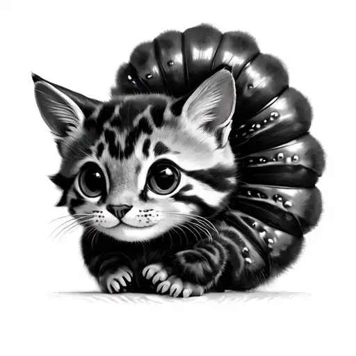 Caterpillar With A Cat Face And Paws And Fluffy Tail