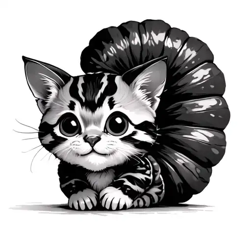 Caterpillar With A Cat Face And Paws And Fluffy Tail