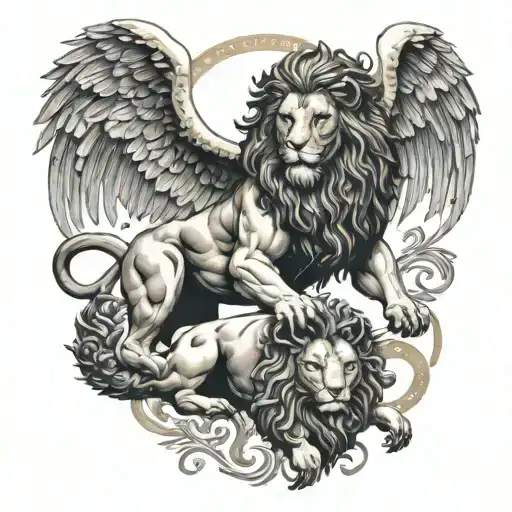 Nemean Lion With Minotaurus Golden-woolled Winged Ram Nemesis The Goddess With Scale