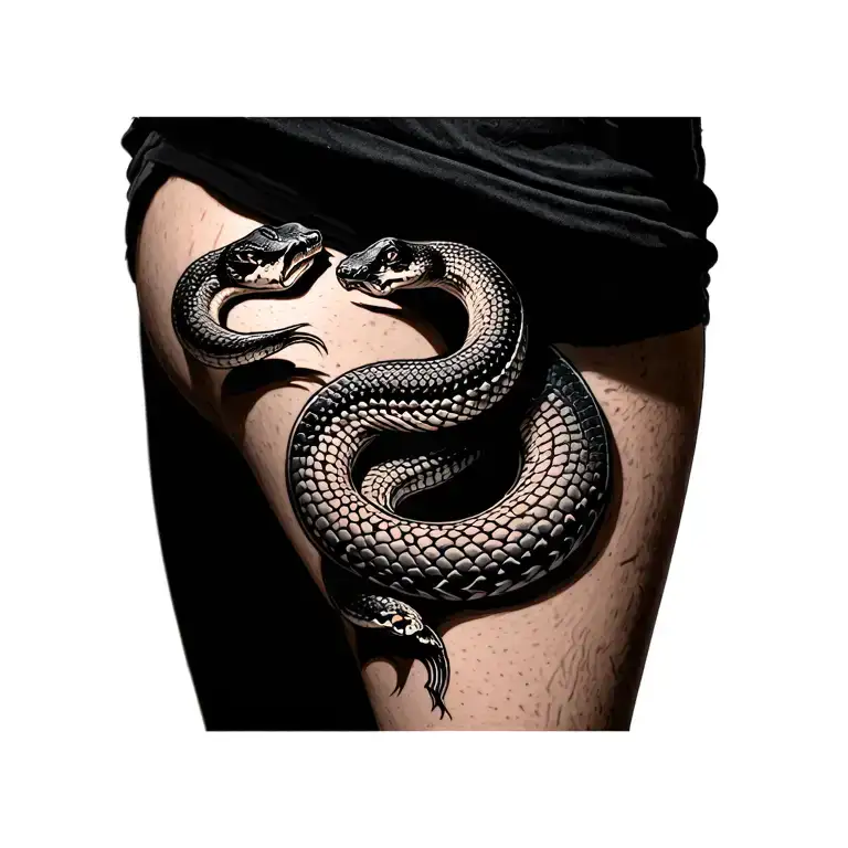Striking Snake Wrapping Around Leg