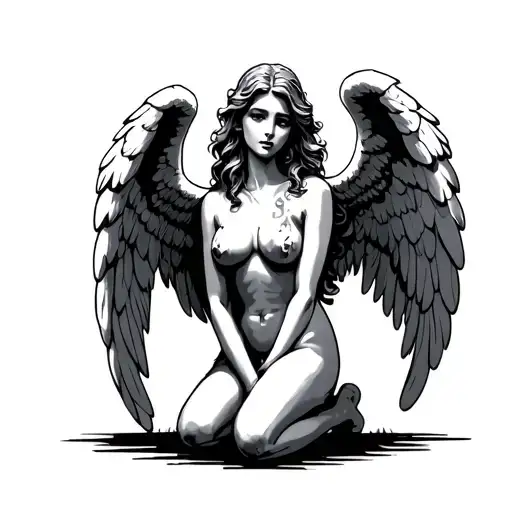Kneeling Thinking Angel