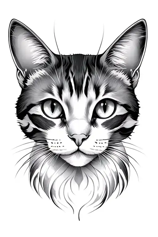 Cat Face Tattoo Design