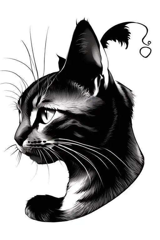 Cat Face Loking Up To The Side