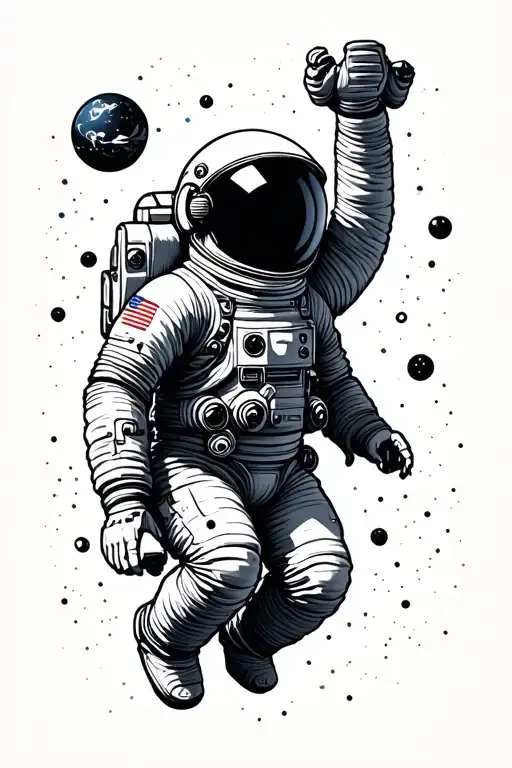 Simple Lines No Shading Astronaut Floating