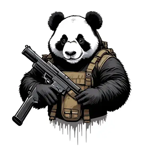 Panda With Gun And Tactical Gear